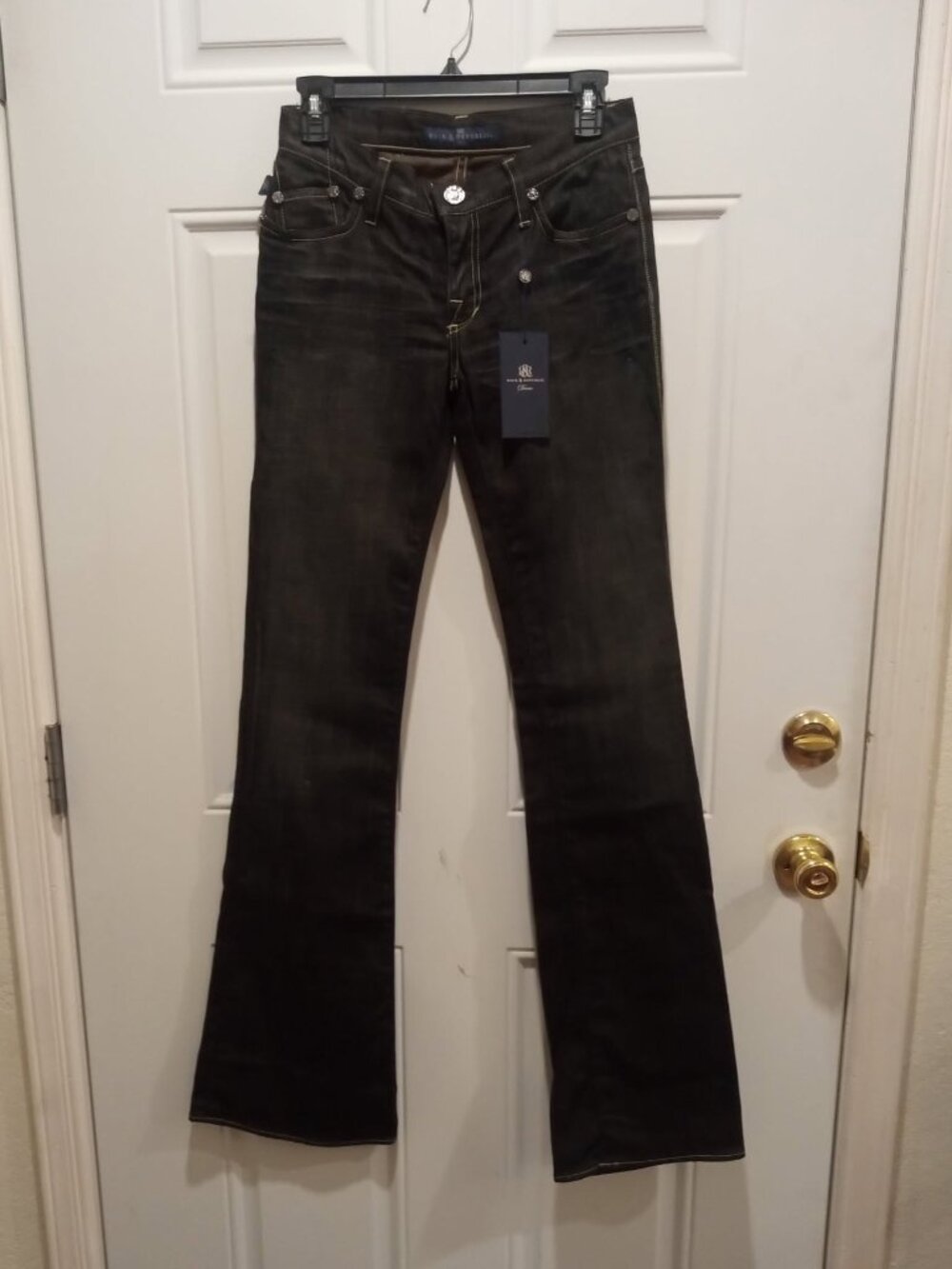 New Rock & Republic Black Denim Flare Jeans "Ruby In Intuition" Size 26x32